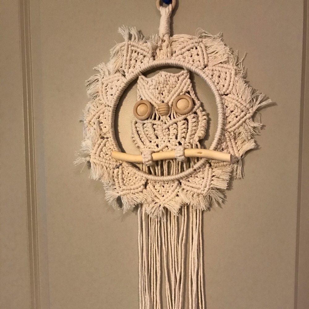 Handmade owl macrame wall hang